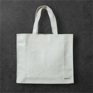 DKNY Embossed Logo White Tote